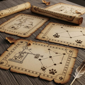 Ancient scrolls representing dog training secrets and canine behavior wisdom